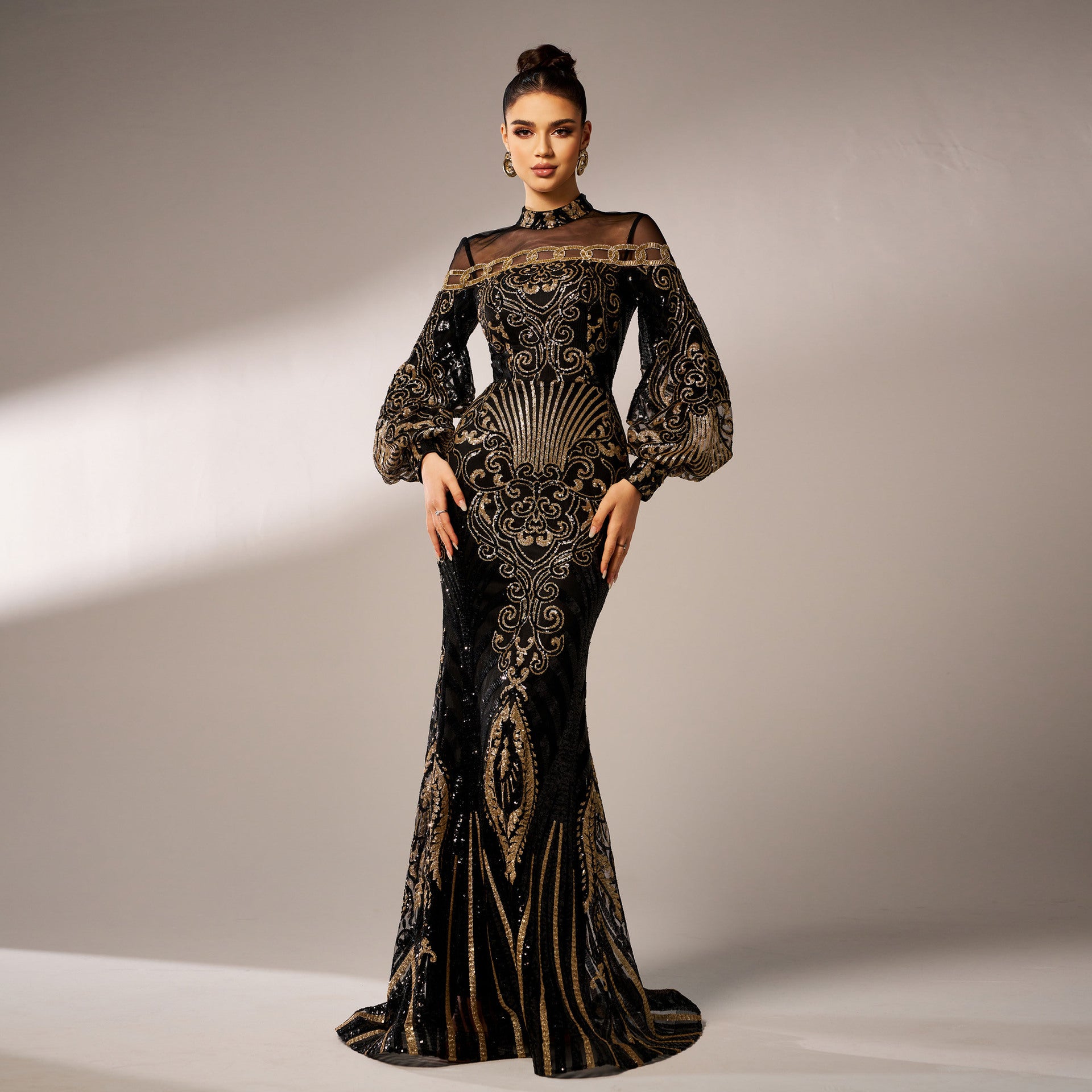 Valeria Sequin-Embellished Sihouette Gown