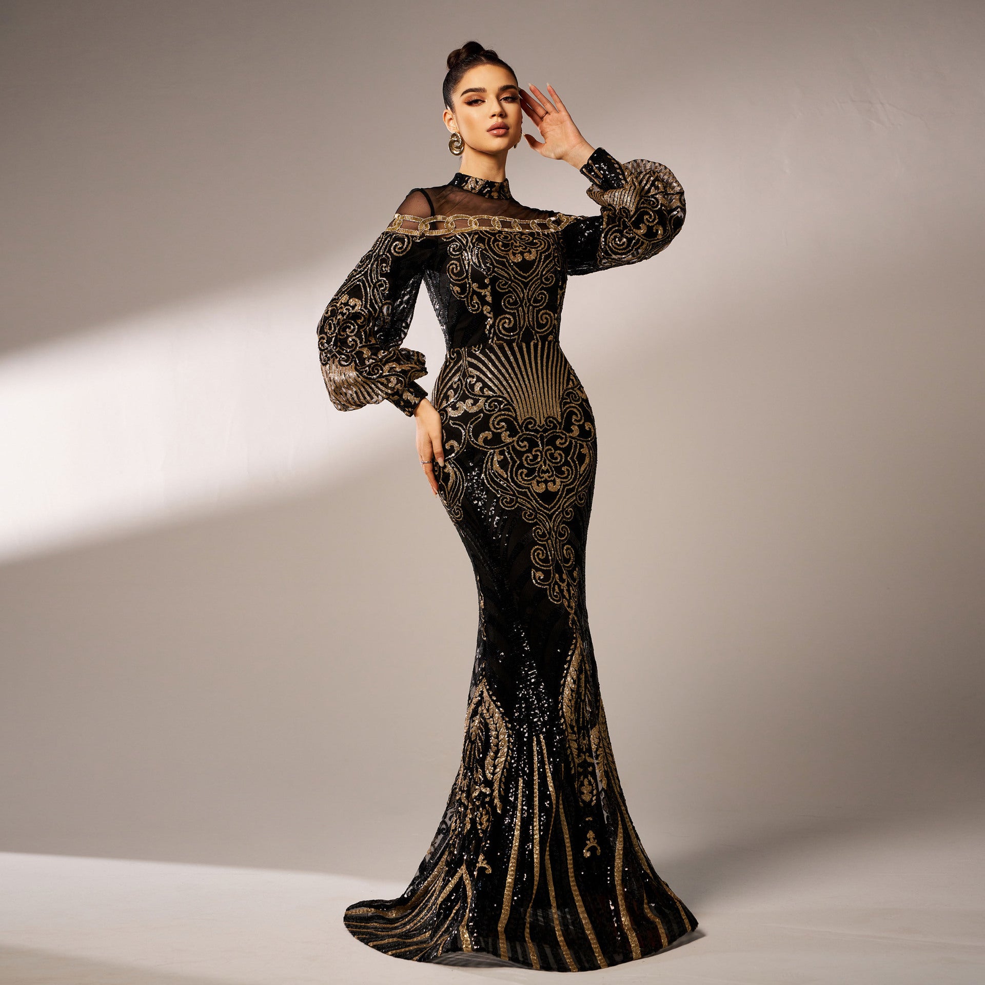 Valeria Sequin-Embellished Sihouette Gown